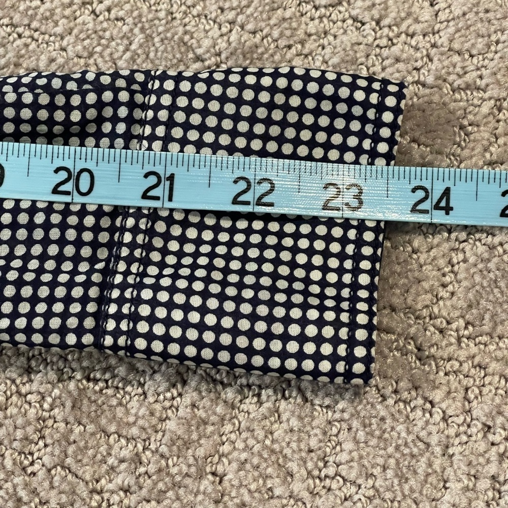 Tory Burch Navy & White Polka Dot Print Button Down Blouse, Long Sleeve, Size 6 - Picture 11 of 15